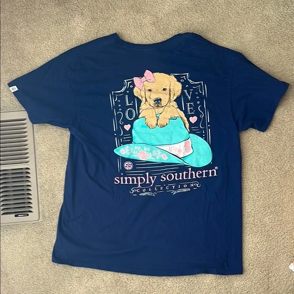 Simply Southern Navy Tee with Puppy and Hat Graphic - Picture 2 of 6